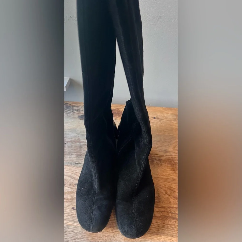 Aquatalia by Marvin K Women's 'Minnow' Black  Suede Wedge Knee Boots: Size 8.5 M